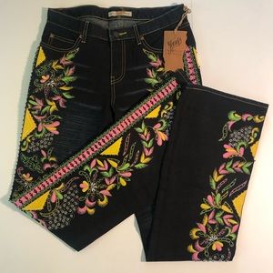 Embellished boot cut jeans by Christian Lacroix 28